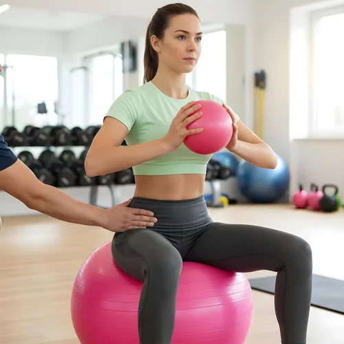 Miniatura 6 de Kifmurase 2 pelotas de yoga, bolas de ejercicio antiestallido de 25 pulgadas de grosor para entrenamiento y estabilidad, equipo de pelota de Rosa