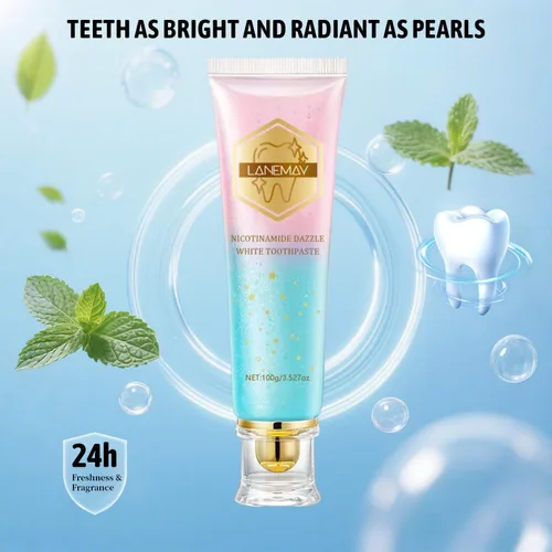 Miniatura 7 de Pasta dental blanqueadora de niacinamida para adultos con dientes sensibles, protección de esmalte, aliento fresco las 24 horas, blanquea suavemente