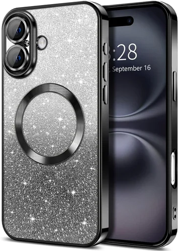 Miniatura 73 de Hython Funda para iPhone 13 Pro transparente con purpurina magnética [compatible con MagSafe] Protector completo de lente de cámara delgado