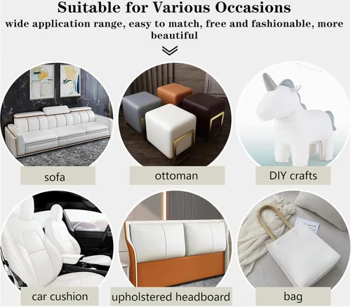 Miniatura 5 de CDY Hojas de cuero sintético de vinilo marino: tela sintética suave e impermeable Material de piel sintética 54 "x 36" Muy adecuado para hacer Blanco