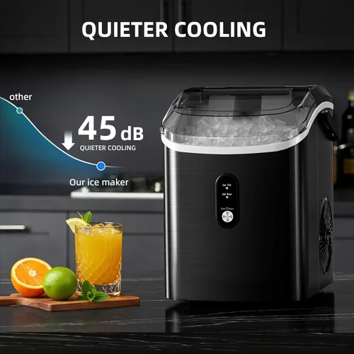 Miniatura 6 de Antarctic Star Nugget - Máquina de hielo para encimera con hielo masticable suave, máquina de hielo sónico portátil con cesta y cuchara, cubierta