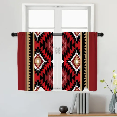 Miniatura 155 de Batmerry Silueta de hombre y niño, marco en forma de corazón con figuras, tratamiento de ventana, cortina corta de cocina multicapa de poliéster