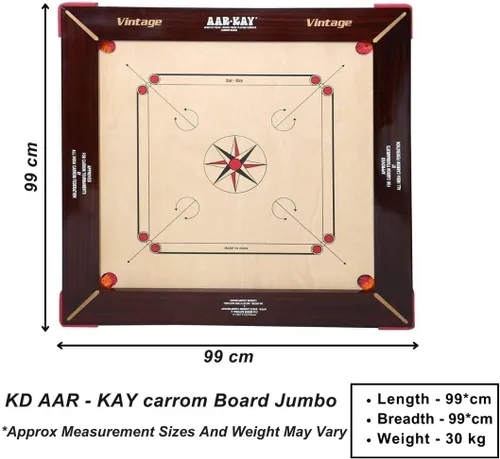 Miniatura 2 de Tablero AAR-Kay Carrom de madera contrachapada vintage aprobada por la Federación Carrom de India y la Federación Internacional Carrom