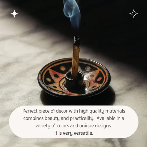 Miniatura 5 de Luna Sundara Auténtico soporte para palitos de Palo Santo de cerámica de Perú y soporte para incienso, incluye 5 palitos de Palo Santo hechos a mano