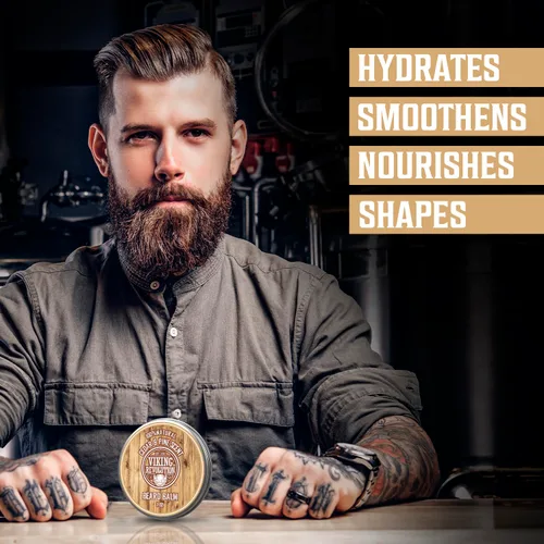 Miniatura 2 de Viking Revolution Bálsamo para barba de cedro y pino, mantequilla con aceite de argán, suavizante e hidratante para hombres, cera para barbas