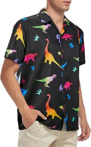 Miniatura 74 de Camisa hawaiana para hombre, con estampado floral, cómoda, con botones, casual, manga corta, ropa de playa para hombre
