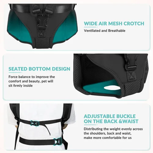 Miniatura 5 de Lukovee Mochila transportadora para perros, con patas hacia afuera, fácil ajuste, transportadora frontal para perros pequeños y medianos