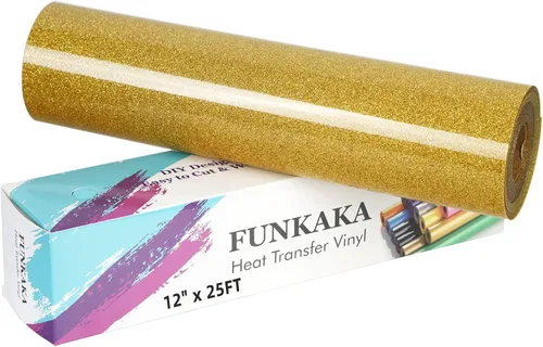 Miniatura 26 de FUNKAKA Rollos de vinilo de transferencia de calor HTV negro con purpurina, vinilo de poliuretano para planchar de 12 pulgadas x 25 pies
