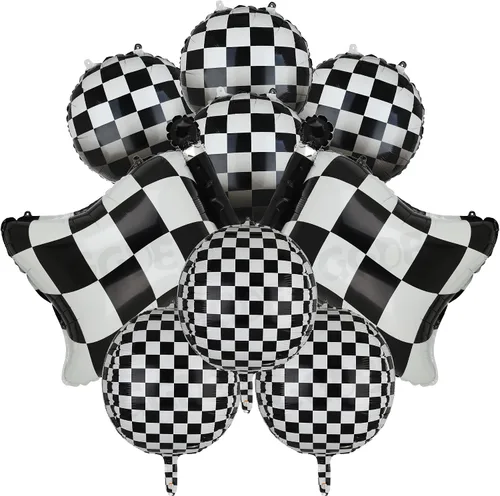 Miniatura 12 de Globos de Cumpleaños de Coche de Carreras Globo de Número de Pista de Carreras de 40 Pulgadas 0 Negro Niños 10mo Cumpleaños Decoración de Fiesta