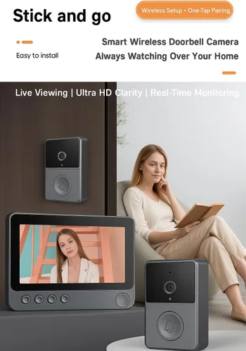 Miniatura 3 de Timbre inalámbrico Ring con batería con pantalla de 4.3 pulgadas - Fácil instalación, no necesita WiFi, ideal para seguridad familiar al aire libre