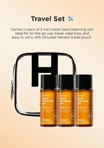 Miniatura 7 de Hanskin Aceite limpiador de poros con ácido hidroxi alfa, muestra de tamaño pequeño, removedor de maquillaje exfoliante, juego de limpiador facial