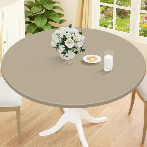 Miniatura 46 de Smiry Mantel redondo de pícnic, fundas de mesa elásticas impermeables para mesas de 18 a 24 pulgadas, manteles de vinilo con parte trasera