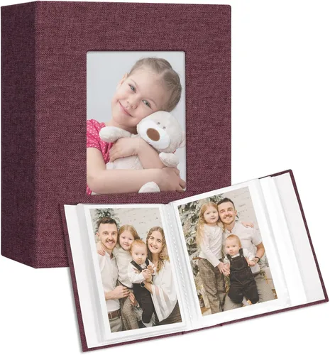 Miniatura 10 de Vienrose Álbum de fotos pequeño de 4 x 6 pulgadas, paquete de 2 mini libros de fotos con cubierta de lino, 26 páginas con capacidad para 52 Azul