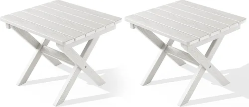 Miniatura 20 de SERWALL Mesa auxiliar Adirondack, mesa auxiliar para exteriores, sin montaje, mesa plegable pequeña de HDPE para patio trasero, piscina, porche