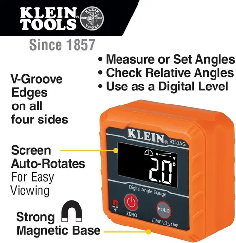 Miniatura 2 de Klein Tools 80035 Kit de herramientas de nivel, electrónico digital de nivel y ángulo con correas de plomero, ángulos de medición, base magnética, 2