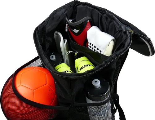 Miniatura 7 de Mochila de fútbol con compartimento para pelotas - Para niños y niñas La bolsa se adapta a todos los equipos de fútbol y equipo de gimnasio (negro)