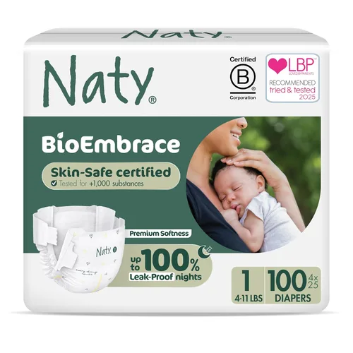 Miniatura 15 de Naty BioEmbrace - Pañales para bebé, certificado seguro para la piel sensible, protección contra fugas de hasta el 100 %, suavidad a base