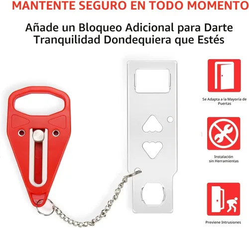 Miniatura 3 de AirBNB - Cerradura de puerta portátil, paquete de 2 cerraduras adicionales para privacidad y seguridad adicionales en el hogar, hotel y apartamento