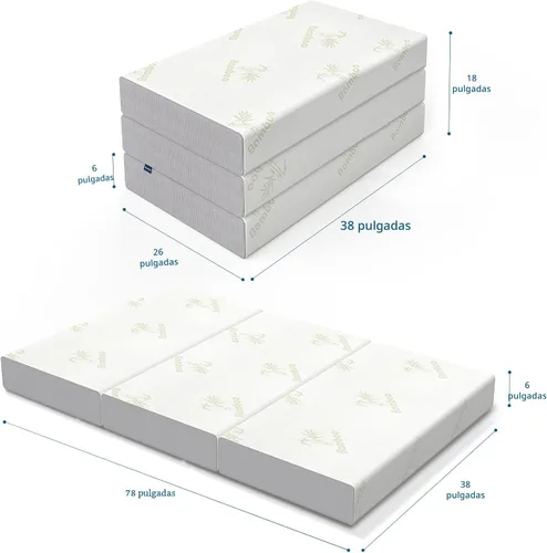 Miniatura 3 de Inofia Colchón plegable tamaño individual, colchón de espuma viscoelástica triple de 6 pulgadas con funda extraíble ultrasuave, parte inferior