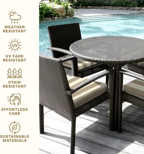 Miniatura 5 de Honeycomb Juego de 2 cojines de asiento para exteriores, 20 x 20, cojines para sillas de comedor con rayas Cabana azul y blanco para muebles de patio