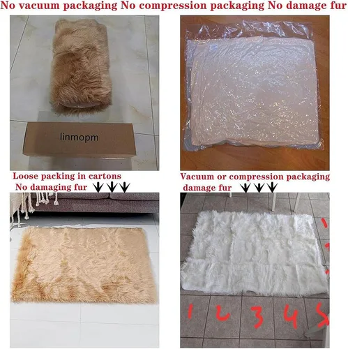 Miniatura 5 de linmopm Alfombra de piel sintética de pelo lanudo esponjoso negro de 2x6 pies para dormitorio, cabecera de la cama, suelo, sala de estar, cojín