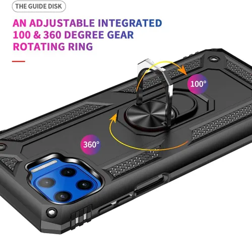 Miniatura 4 de Motorola One 5G Funda para teléfono celular, funda protectora híbrida de policarbonato duro suave TPU a prueba de golpes, soporte de anillo