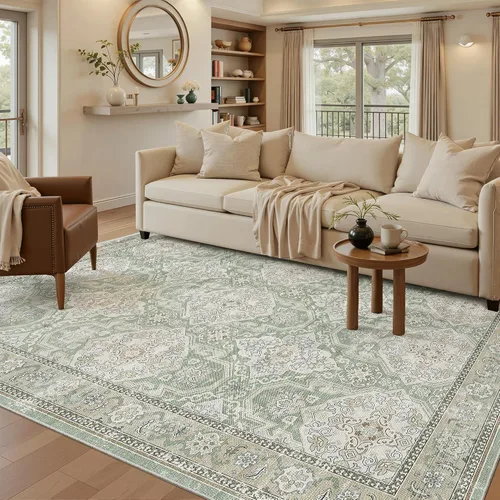 Miniatura 229 de Alfombra de pasillo Soalmost 2'6" x 10' lavable, alfombra antideslizante para cocina, baño, lavandería, alfombras vintage ultra delgadas para Beige