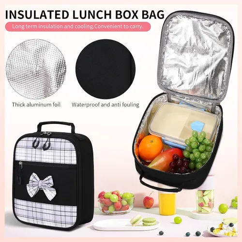 Miniatura 4 de CYOQX Mochila escolar para niñas, 3 piezas, con lonchera, juego de mochila para adolescentes y niñas, linda mochila escolar para niños y niñas