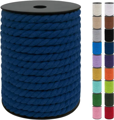 Miniatura 15 de JeogYong Cordón de macramé de 8mm, cuerda de lana de macramé de algodón natural de 131 pies, cordón de algodón trenzado de 3 hebras, hilo de macramé