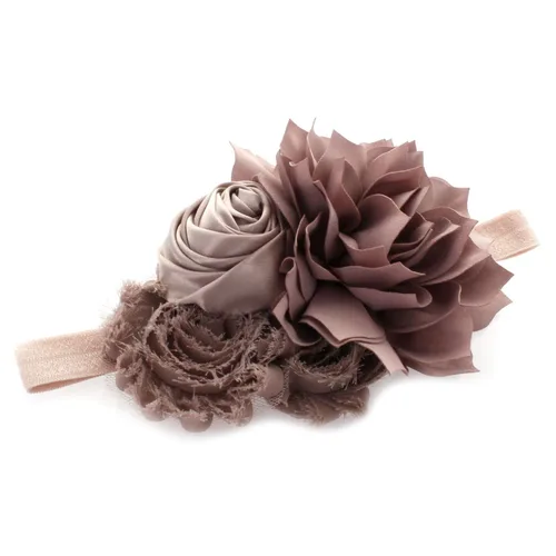 Miniatura 13 de My Lello Diadema Shabby Tela Flor Cluster Bebé - Bebé - Niño Pequeño - Niña Elástico Mineral Hielo, Hielo mineral