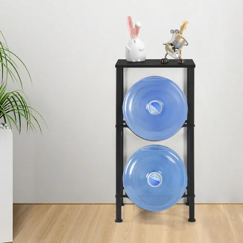 Miniatura 7 de MOOACE Estante para jarra de agua de 5 galones, organizador de 2 niveles para botellas de agua con estantes de almacenamiento, estante dispensador