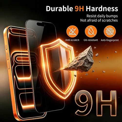 Miniatura 4 de Paquete de 4 protectores de pantalla de privacidad para iPhone 16 Pro Max de 6.9 pulgadas, vidrio templado para iPhone 16 ProMax, marco de luz