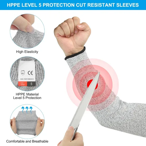 Miniatura 3 de PATIKIL Mangas protectoras de seguridad para brazo resistente a los cortes Mangas de antebrazo Manga HPPE Nivel 5 Protección para piel fina y Gris
