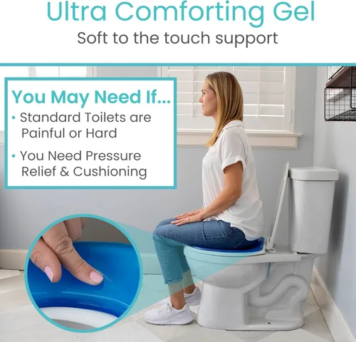 Miniatura 7 de Funda de cojín de asiento de gel Vive para inodoro - Cojín elevado y acolchado para sillas alargadas, estándar y para inodoro - Calentamiento