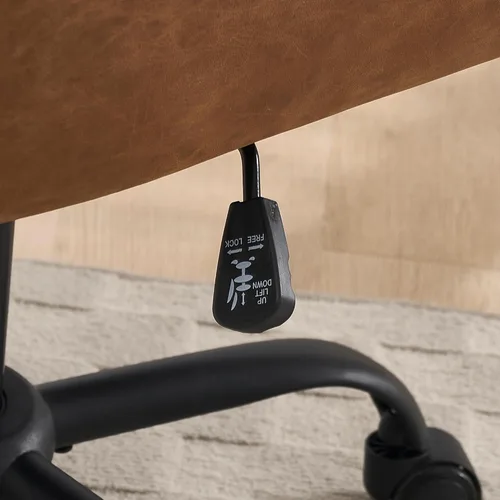 Miniatura 9 de XIFAN - Silla de oficina de piel sintética con asiento acolchado grueso, giratorio de 360°, silla de escritorio ajustable en altura con base