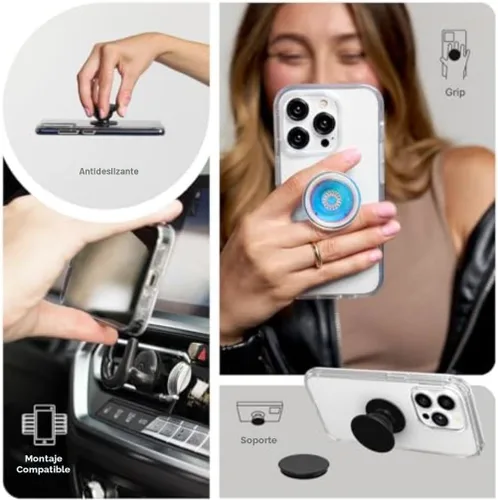 Miniatura 7 de PopSockets - Agarre para teléfono con soporte expandible, agarre adhesivo, transparente