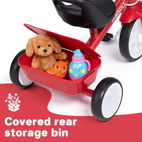 Miniatura 2 de Bobike Triciclo para niños de 2 a 5 años, triciclo con 2 ruedas de luz LED, bicicleta para niños pequeños con asiento de 3 posiciones y canasta Negro