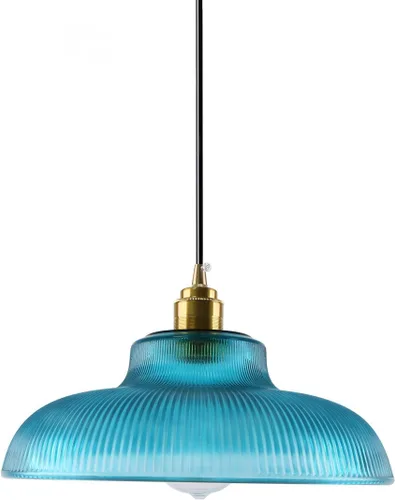 Miniatura 15 de Lámpara colgante enchufable de cristal azul, lámpara colgante dorada de altura ajustable con interruptor de encendido/apagado de cable de 14.7 pies