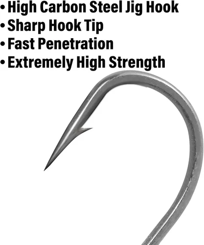 Miniatura 4 de Dr.Fish Paquete de 10 Cabezas de Jig para Swimbait, Cabezas de Jig de Pesca en Agua Salada Ojos 3D Anzuelos de Acero de Alto Carbono Señuelos de Rojo