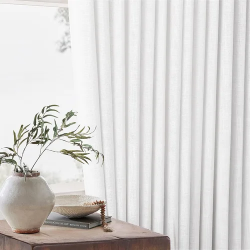 Miniatura 23 de Cortinas de lino natural con pliegues fruncidos de 120 pulgadas de largo para sala de estar, cortinas plisadas con ganchos y lengüeta trasera