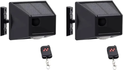 Miniatura 7 de Detector de sensor de movimiento al aire libre con alarma solar IP65 resistente al agua 129db alta sirena lámpara estroboscópica con control remoto