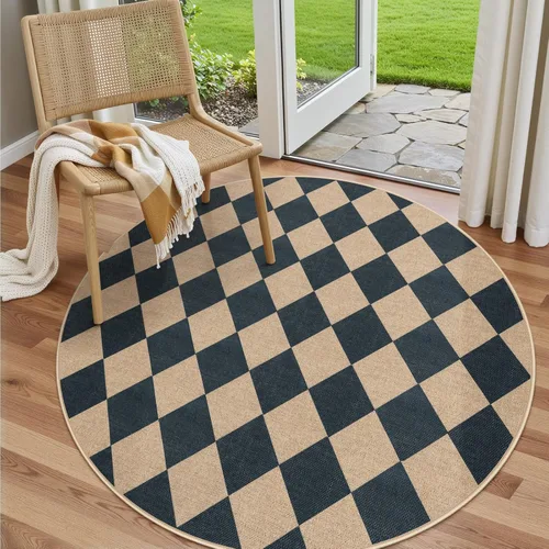 Miniatura 60 de Lahome Alfombra de yute a cuadros fácil 2'x3', alfombra pequeña para entrada, antideslizante, alfombra para la puerta delantera de la cocina