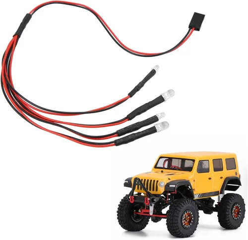 Miniatura 7 de Kit de 4 luces LED Rock para Axial SCX24 1/24 RC Crawler Car Upgrade Parts, blanco y rojo luz trasera sistema de iluminación con control remoto
