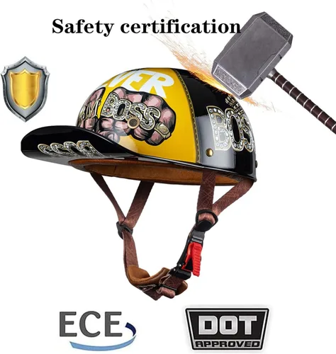 Miniatura 5 de Casco de motocicleta de estilo alemán abierto para hombres y mujeres, casco retro de béisbol, certificado por DOT, con protección solar, casco