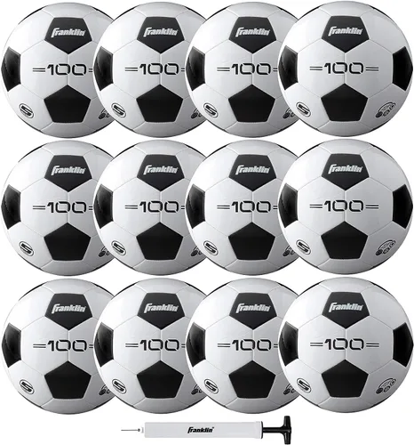 Miniatura 10 de Franklin Sports - Pelotas de fútbol para jóvenes y adultos - Tamaños 3, 4 y 5 - Paquetes individuales y a granel - Negro y blanco