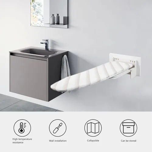 Miniatura 2 de Tabla de planchar montada en la pared, resistente, 38 x 12 pulgadas, ahorra espacio para el hogar y espacios pequeños