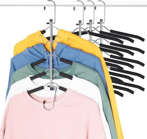 Perchas para ropa que ahorran espacio, 5 en 1 para camisas y abrigos con espuma antideslizante, organizador de armario escalonado de acero