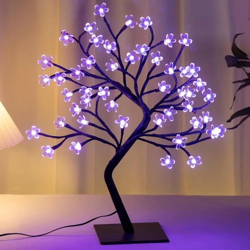 Miniatura 3 de BDUSXYZ Juego de 2 Árboles de Cerezo Iluminados - 48 LED, 16 Cambios de Color, 4 Modos, Árbol Bonsái Artificial Enchufable como Luces Nocturnas