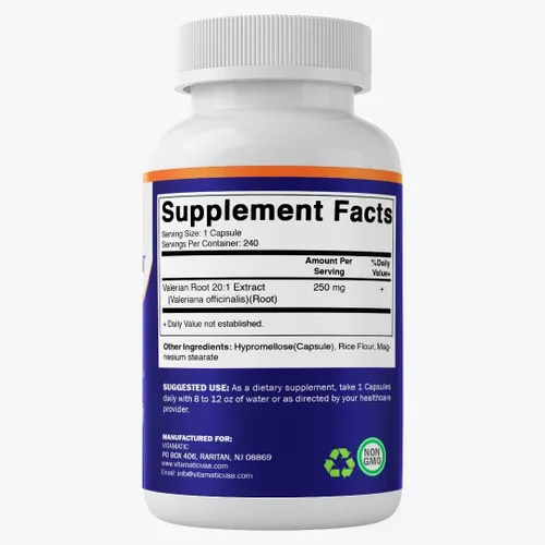 Miniatura 7 de Vitamatic 2 paquetes de extracto de raíz de valeriana 20:1 – Cápsulas concentradas de extracto botánico – sin OMG, sin gluten – 240 cápsulas