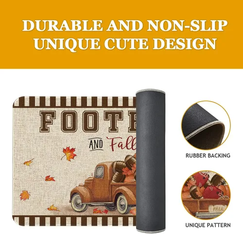 Miniatura 4 de Roszwtit Tapete de otoño de 30 x 17 pulgadas, tapete de otoño para puerta de camión, fútbol, interior y exterior, tapete antideslizante
